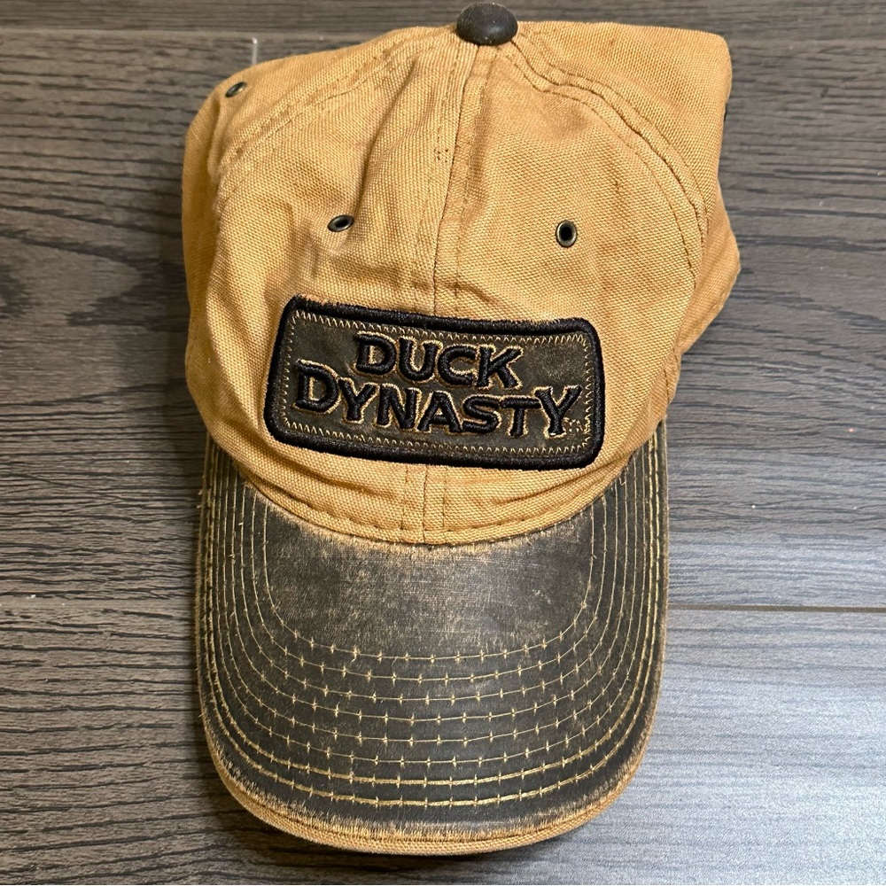 Duck Dynasty Tan Distressed Hat Cap Leather Strap A&E Outdoor One Size